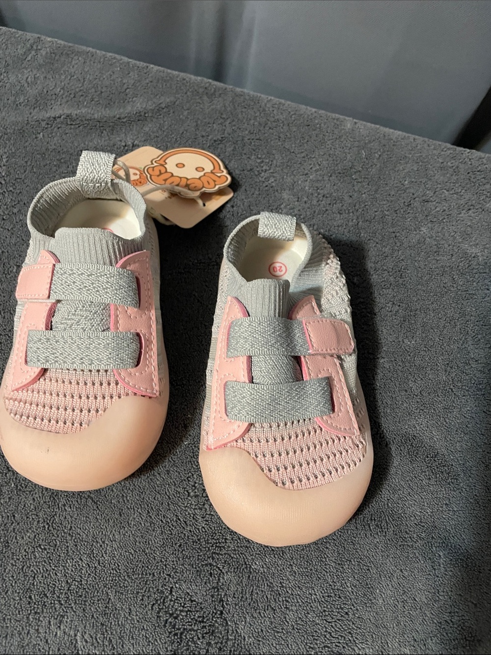 Baby Walker Shoes - Pink and Gray Soft Flex Sneakers
